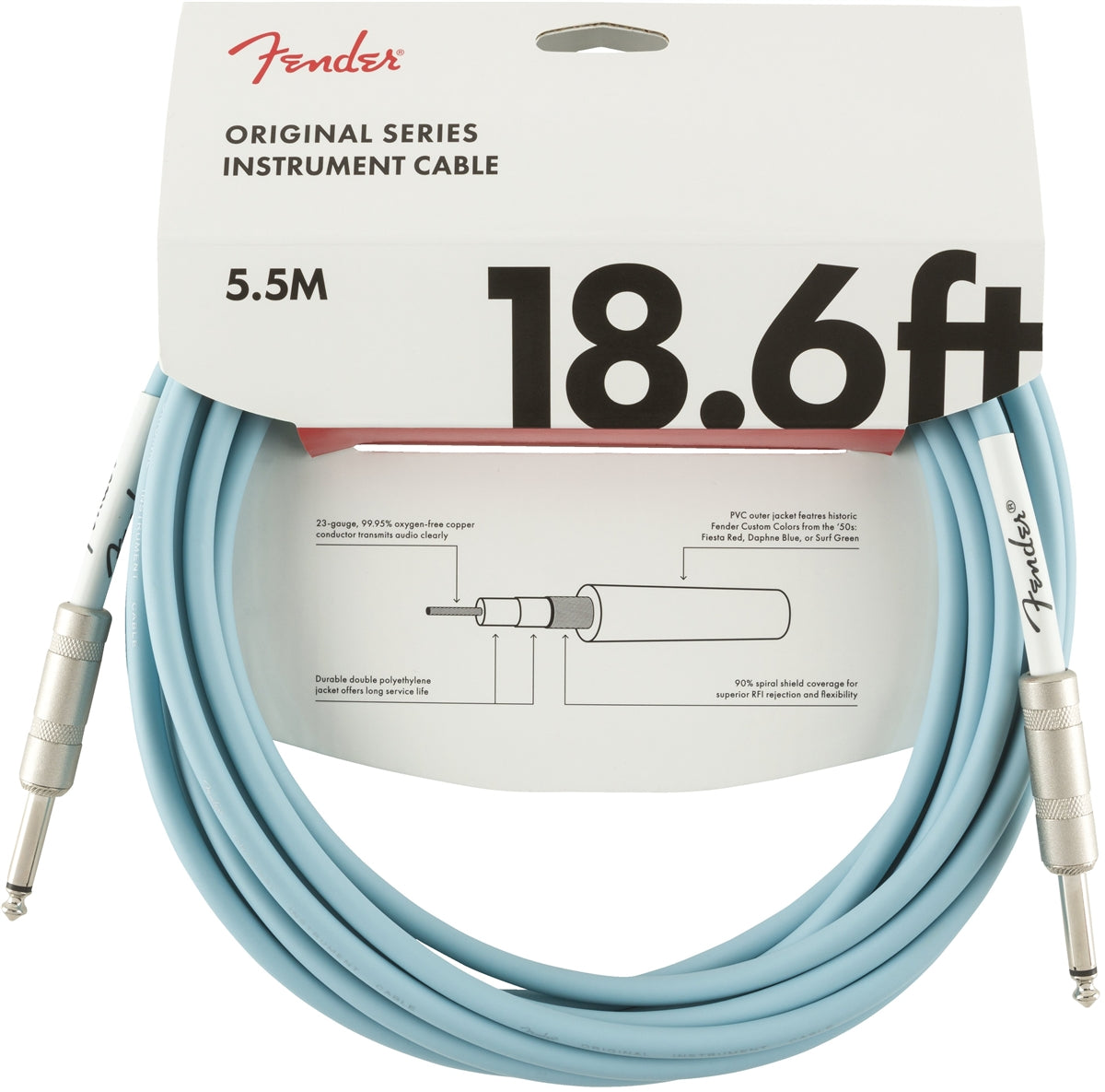 FENDER Original Series Instrument Cable - Daphne Blue (10ft / 18.6ft)