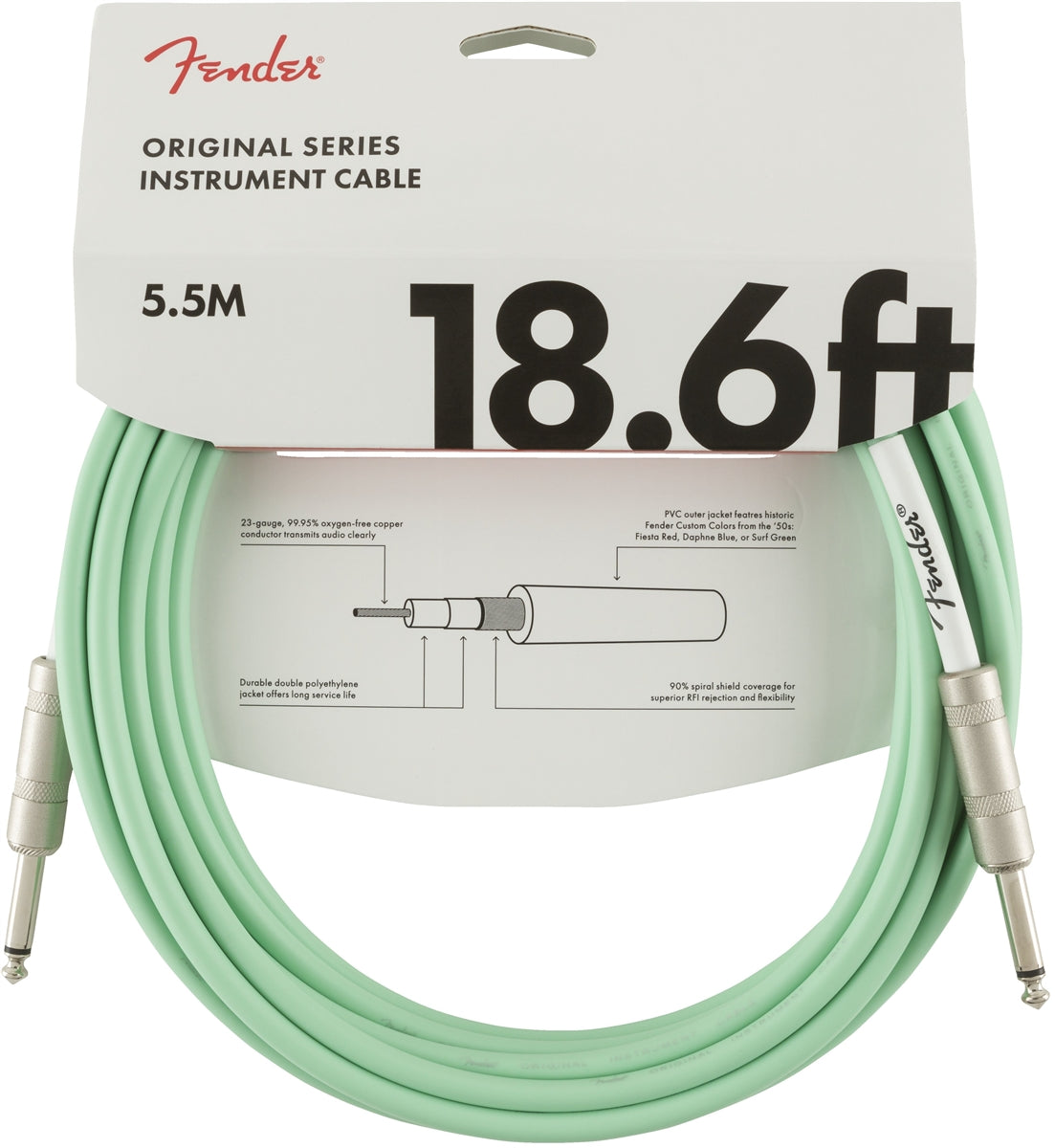 FENDER Original Series Instrument Cable - Surf Green (10ft / 18.6ft)