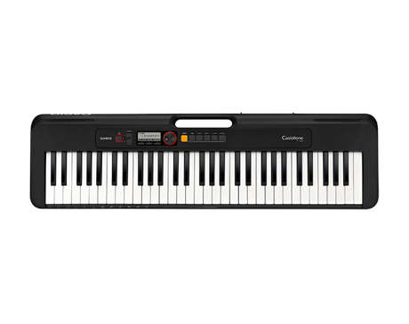 Black Casio ct-s200 keyboard on a clear background