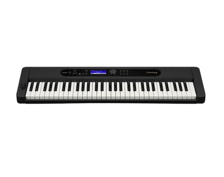 Casio ct s410 Digital piano with black casing and white keys on a clear background