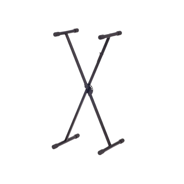 Casio single braced keyboard stand front on in black with clear background