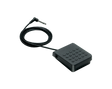 Black sustain foot pedal with cable on a clear background