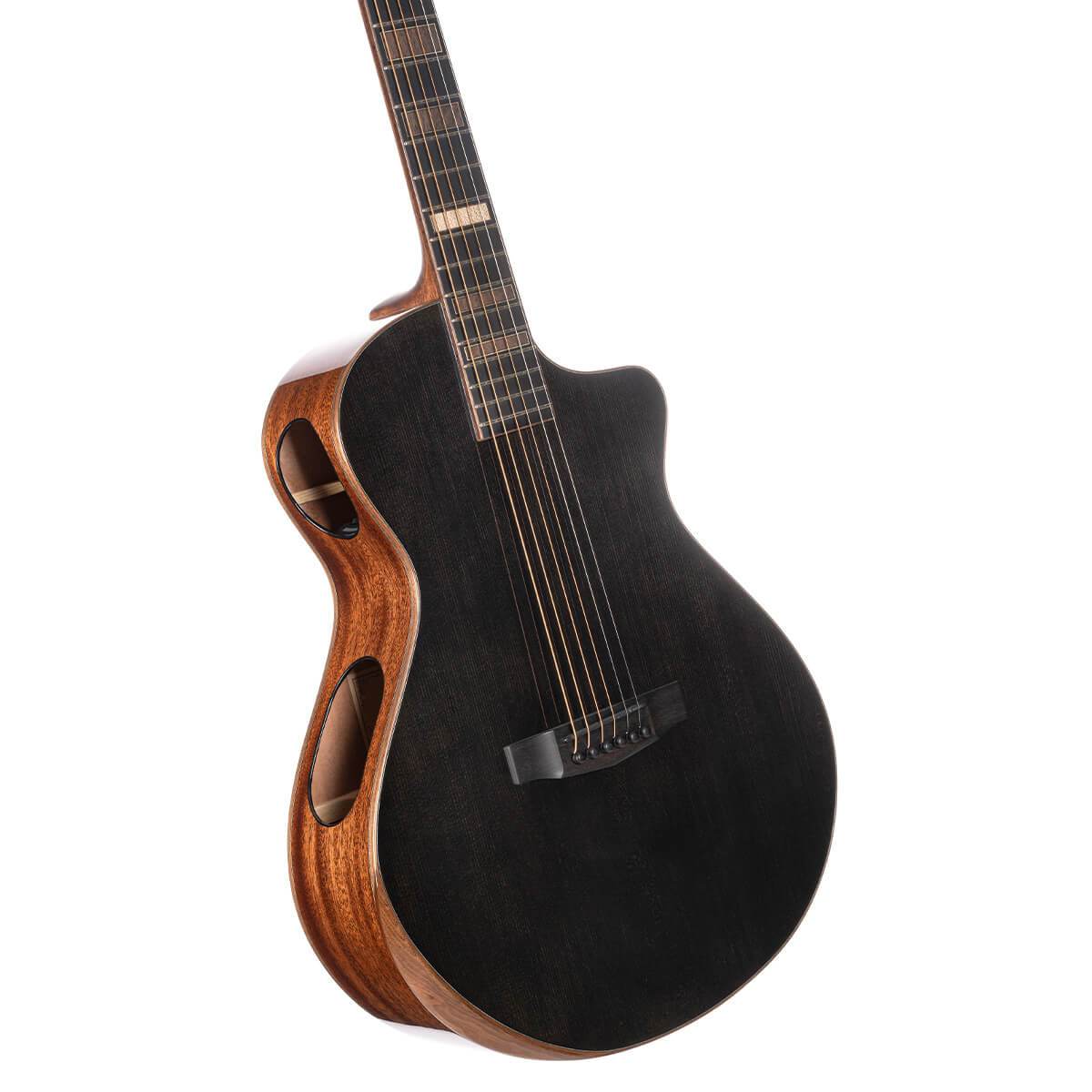 CORT Masterpiece Modern Black Acoustic Electric Guitar with Hard Case