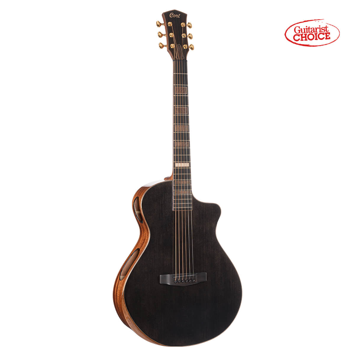 CORT Masterpiece Modern Black Acoustic Electric Guitar with Hard Case