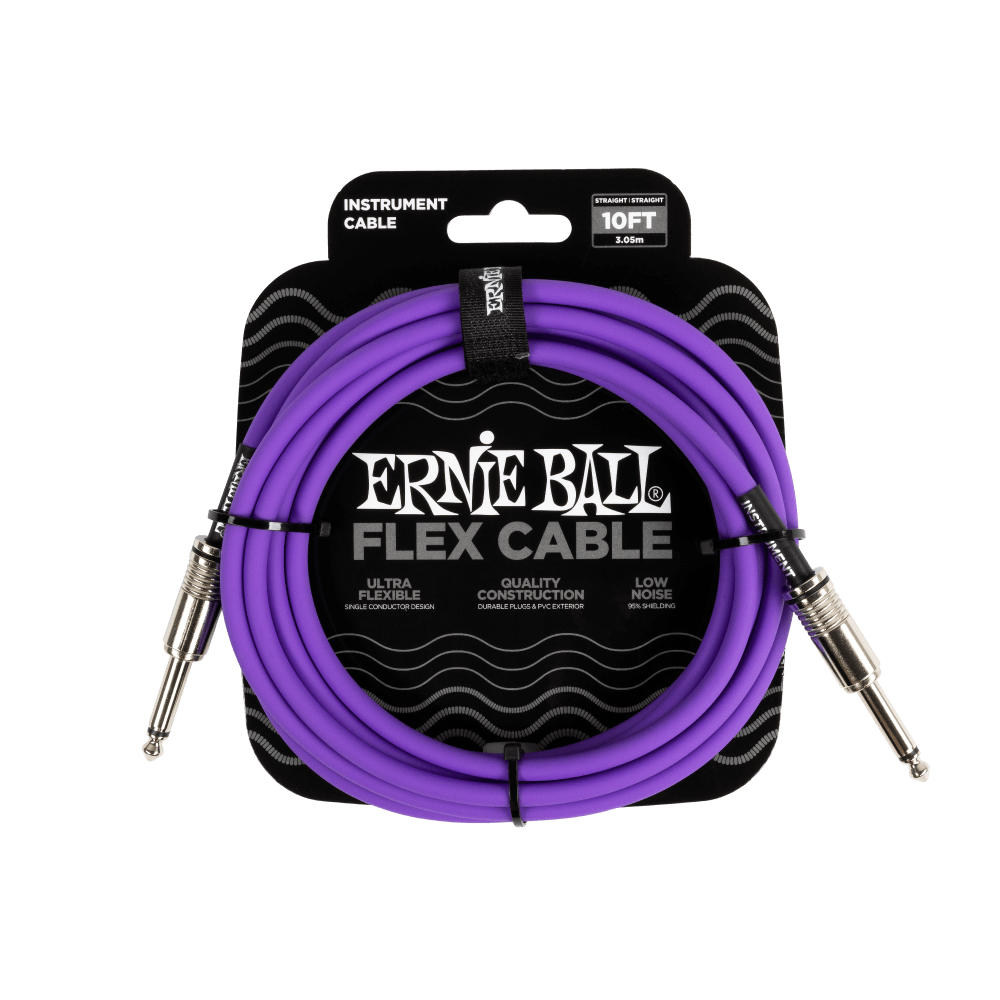 ERNIE BALL Flex Instrument Cable – Straight/Straight – Purple (10ft / 20ft)