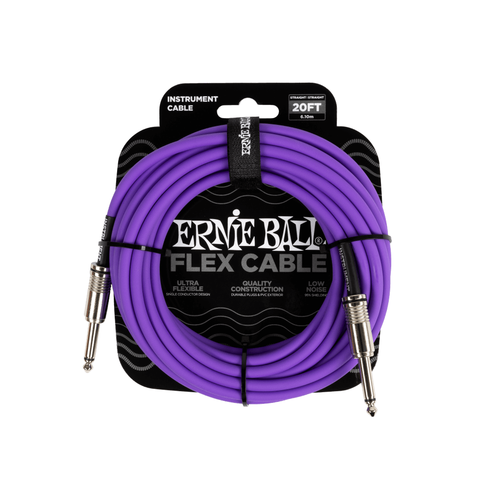 ERNIE BALL Flex Instrument Cable – Straight/Straight – Purple (10ft / 20ft)