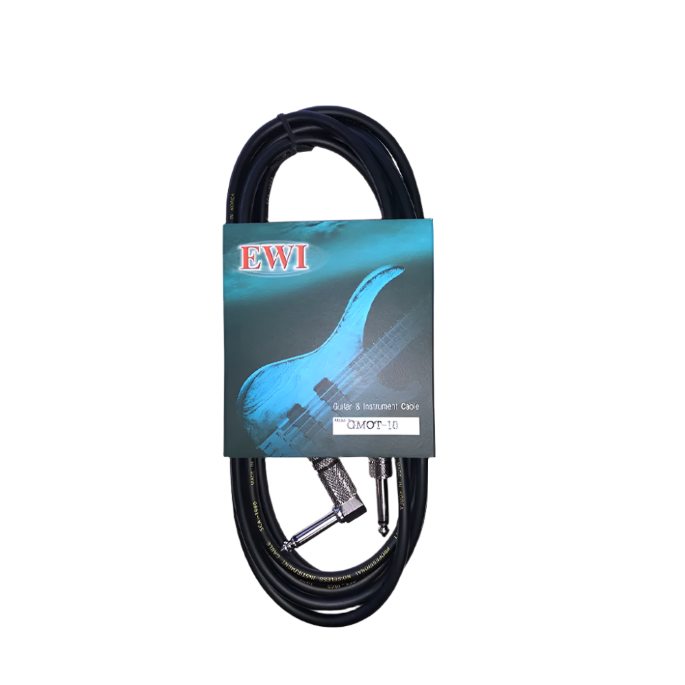 EWI Guitar and Instrument Cable – Straight/Angle - Black (10ft)