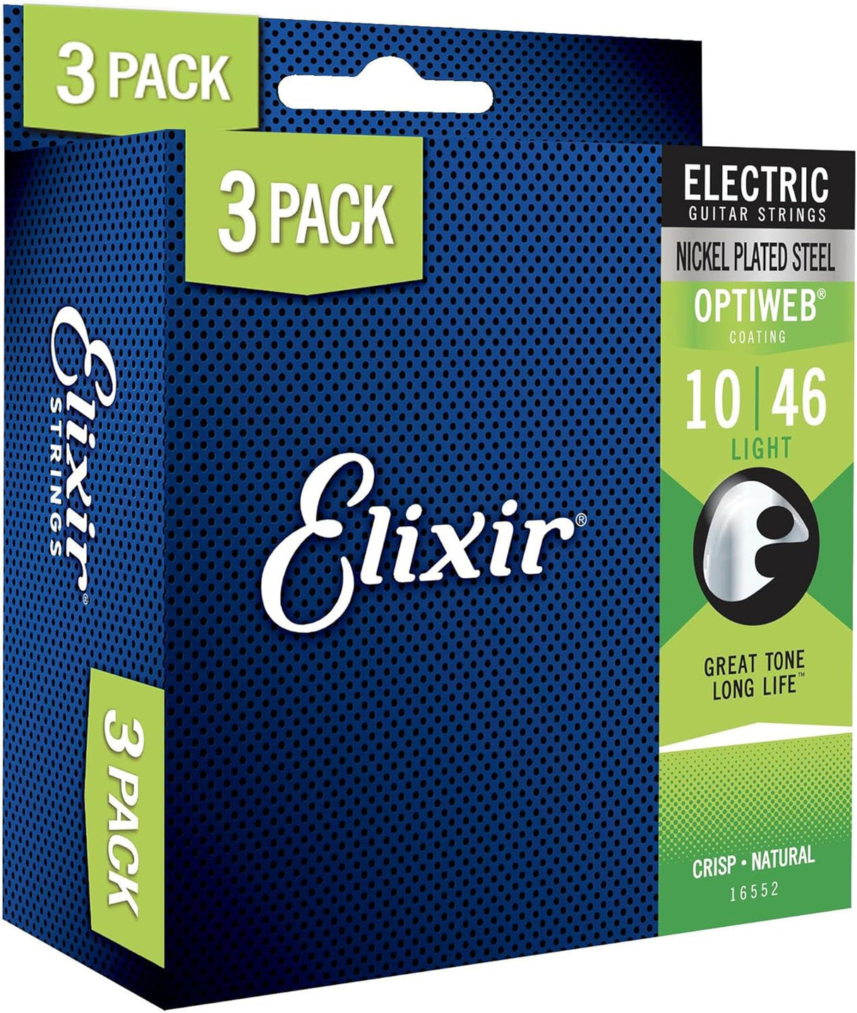 ELIXIR Optiweb Electric Guitar Strings – Light 10-46 Gauge (Single Pack / 3-Pack)