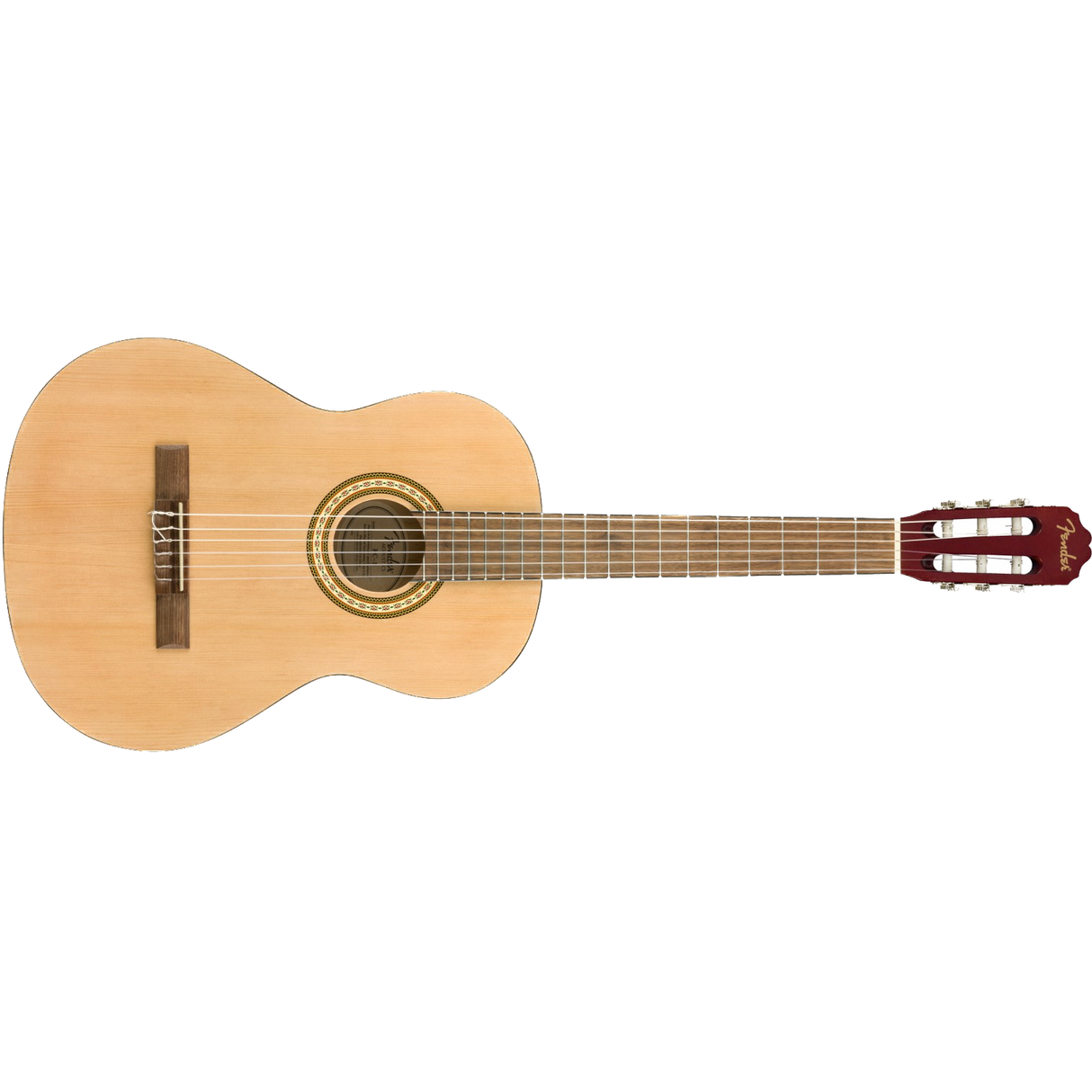 fender fc1 classical acoustic guitar front on and on its side