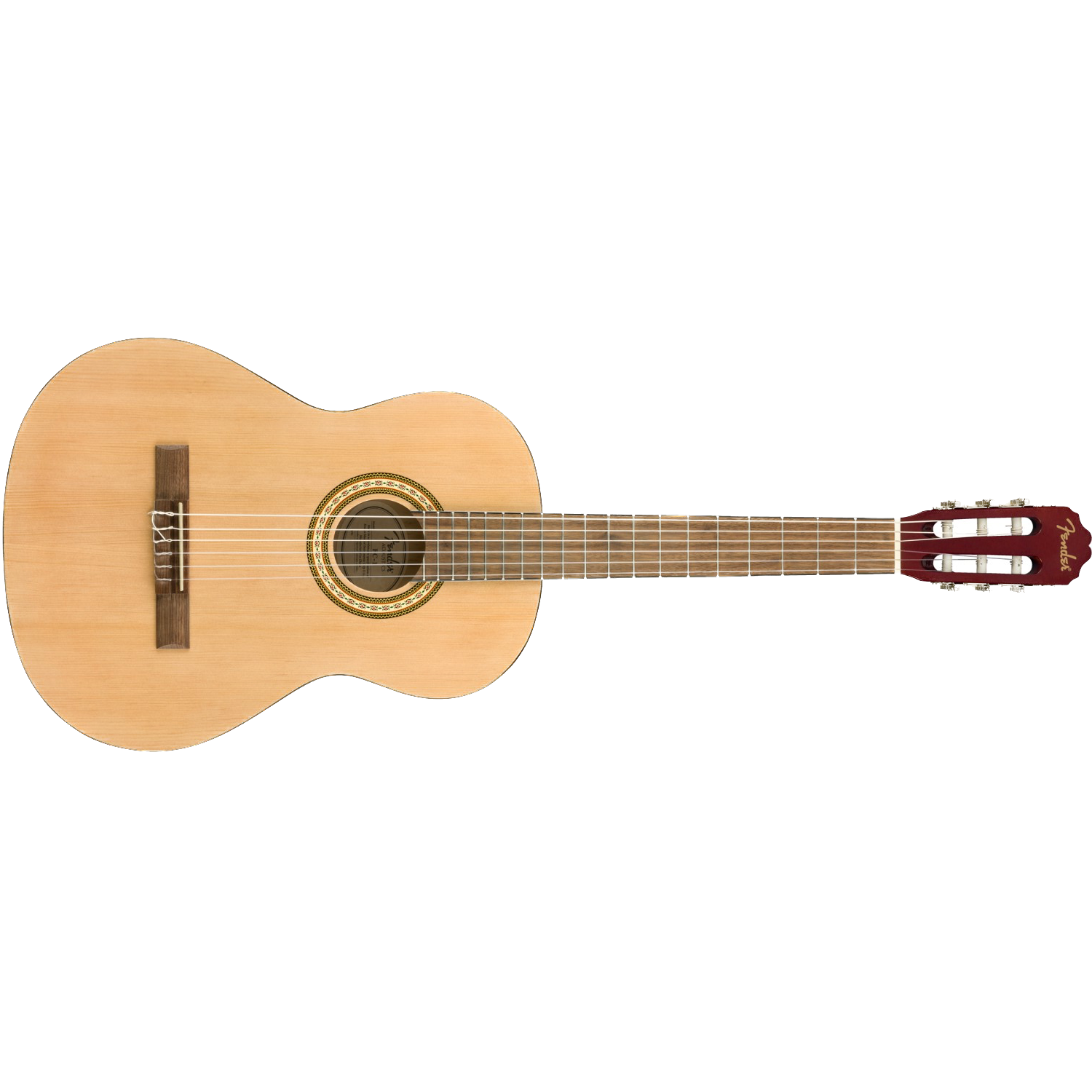 fender fc1 classical acoustic guitar front on and on its side