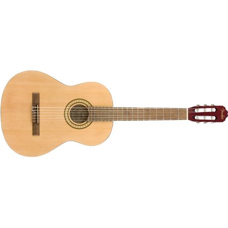fender fc1 classical acoustic guitar front on and on its side