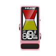 A NUX Flow Tune Guitar Tuner Pedal with a bright, full-color display, in a pink color.