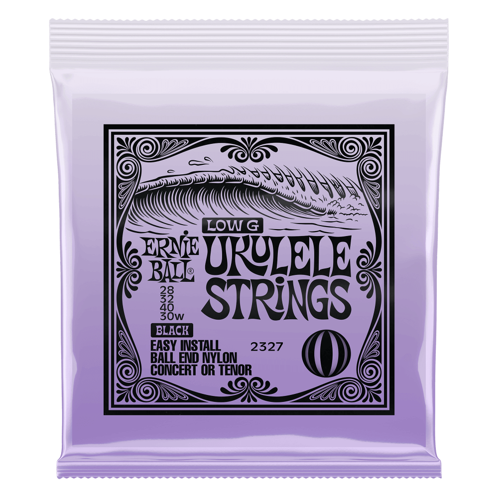 ERNIE BALL Concert/Tenor Wound Low G Nylon Ball End Ukulele Strings - Black
