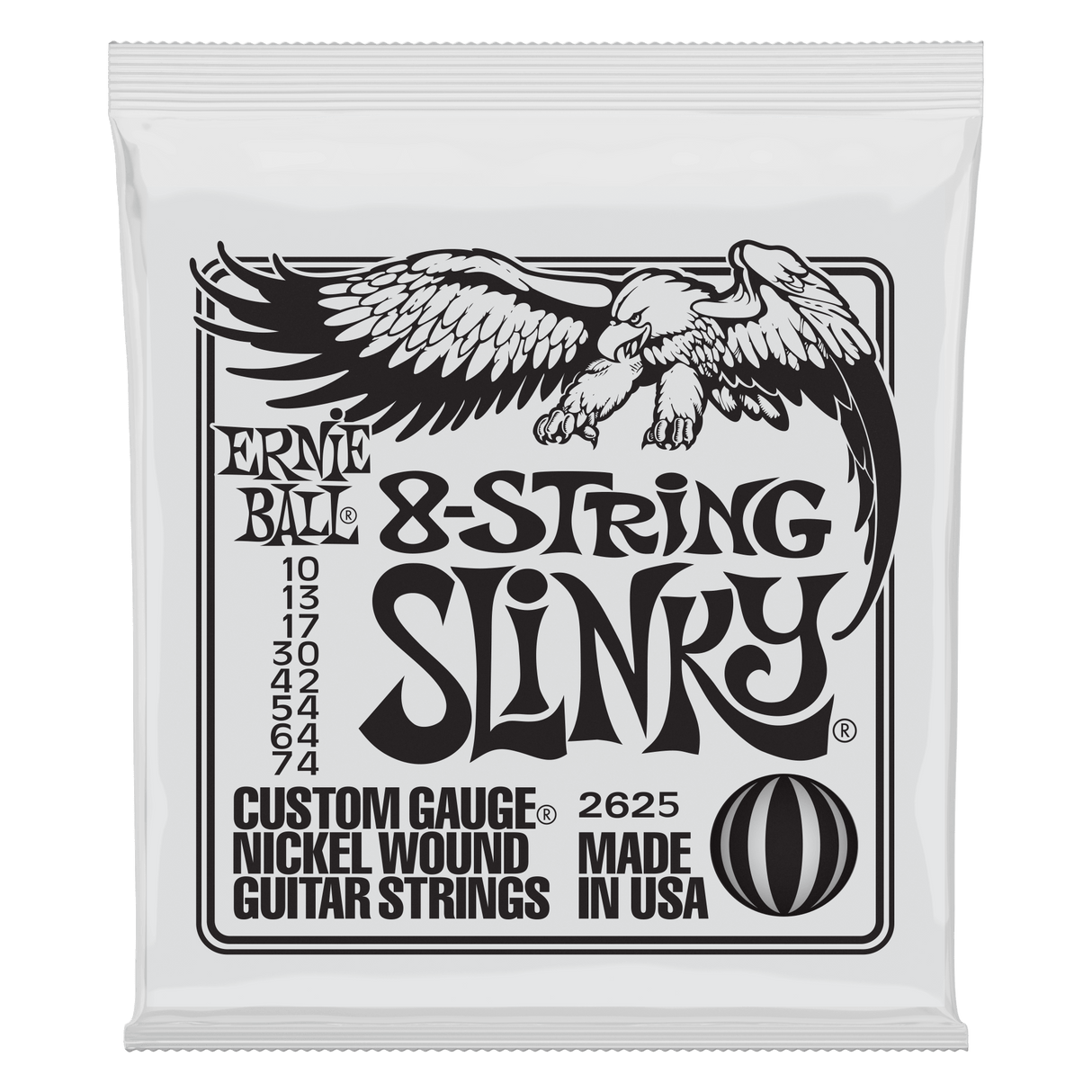 ERNIE BALL Slinky 8-String Nickel Wound Electric Guitar Strings 10-74 Gauge