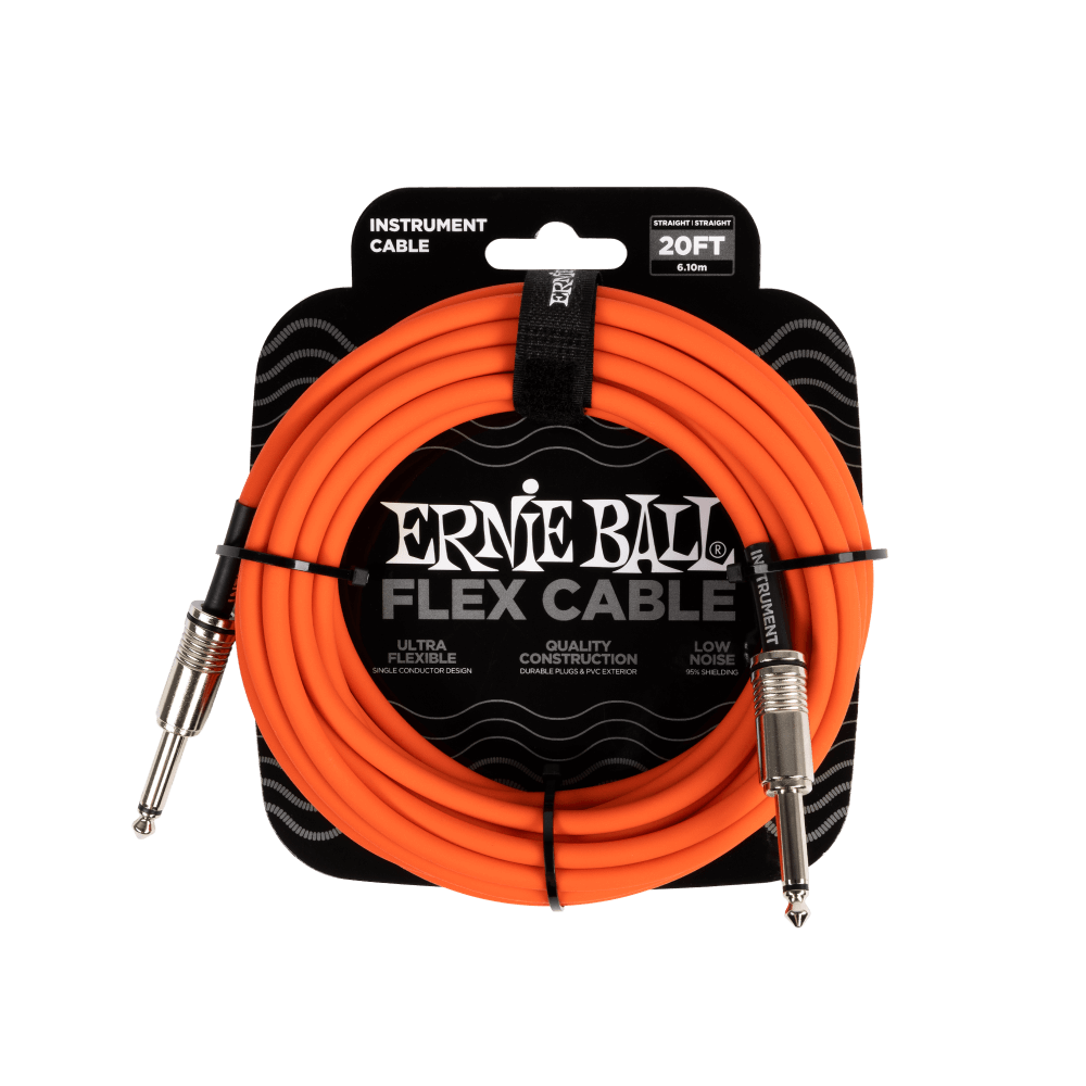 ERNIE BALL Flex Instrument Cable - Straight/Straight - Orange (10ft / 20ft)
