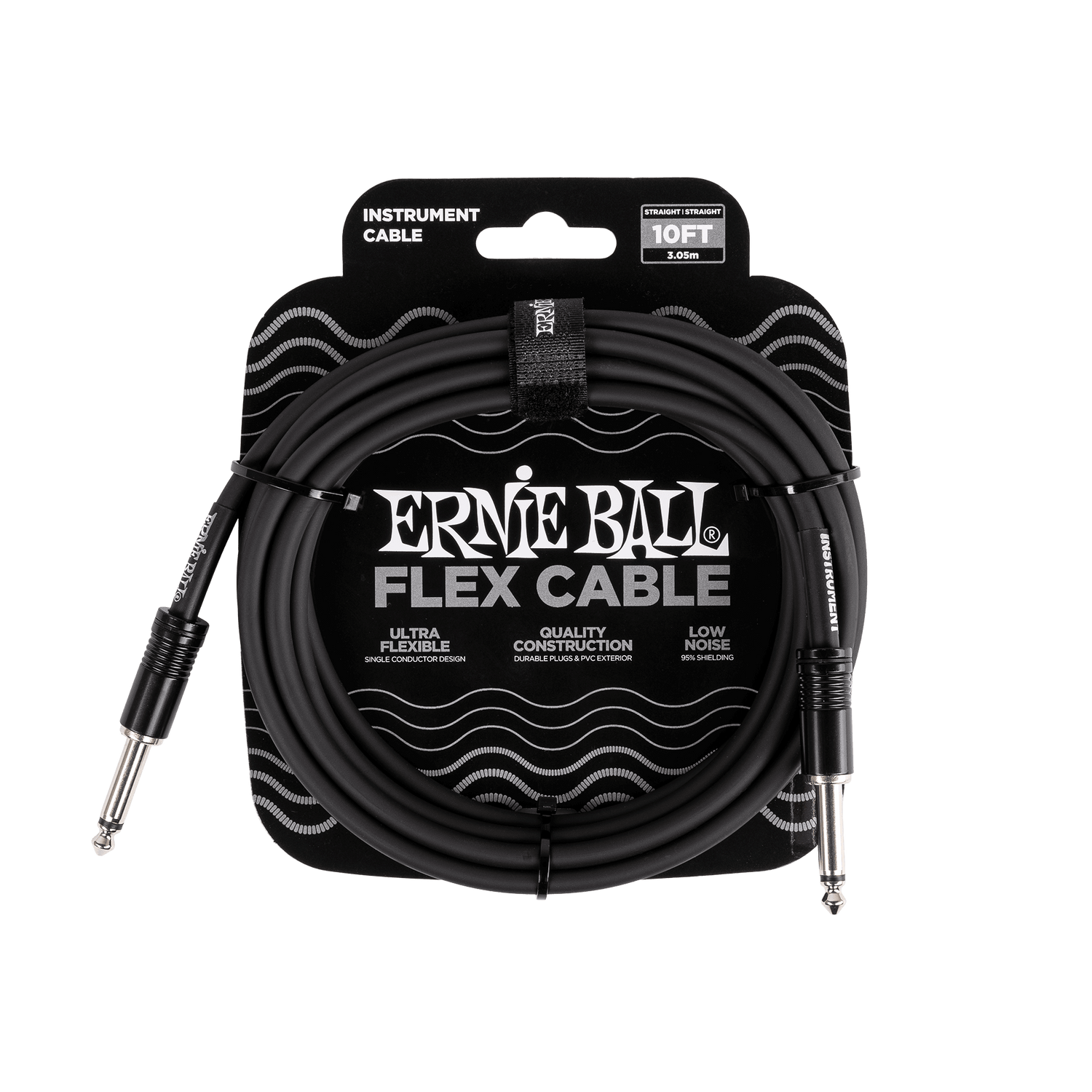ERNIE BALL Flex Instrument Cable - Straight/Straight - Black (10ft / 20ft)