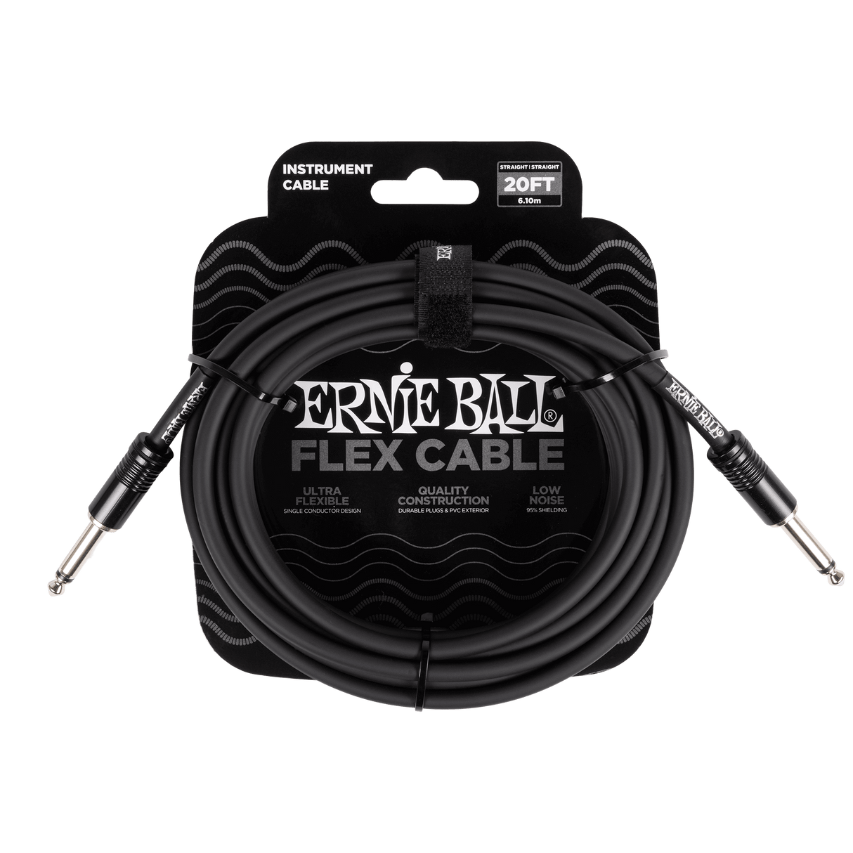 ERNIE BALL Flex Instrument Cable - Straight/Straight - Black (10ft / 20ft)