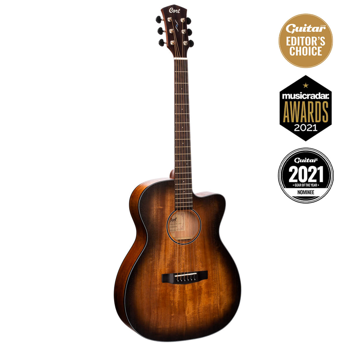 CORT Core-OC Mahogany Acoustic Electric Guitar – Open Pore Black Burst with Bag
