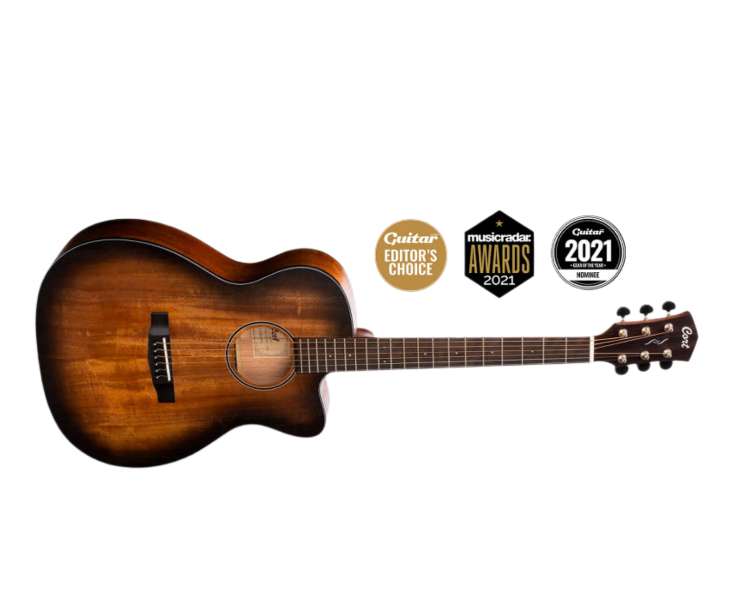 CORT Core-OC Mahogany Acoustic Electric Guitar – Open Pore Black Burst with Bag