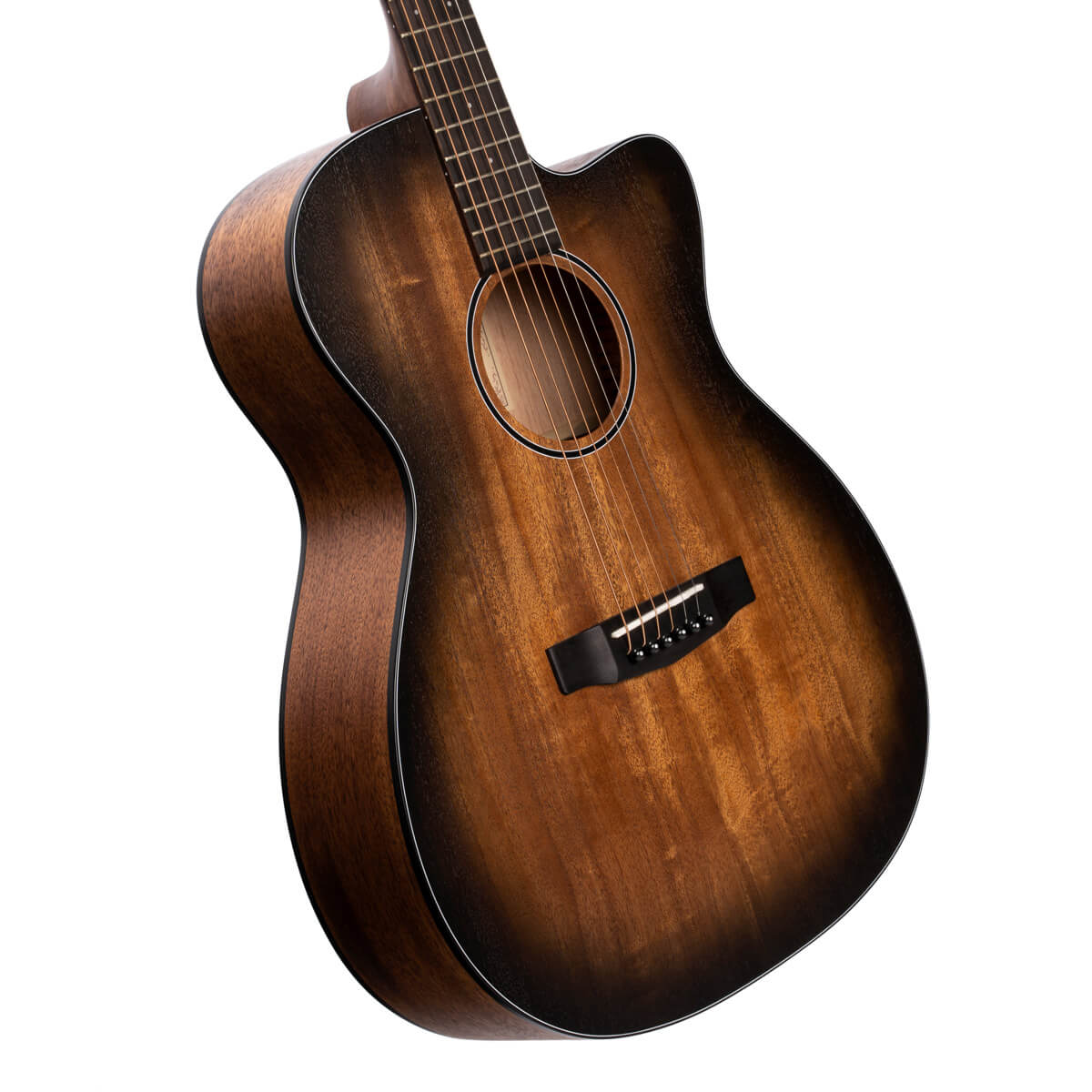 CORT Core-OC Mahogany Acoustic Electric Guitar – Open Pore Black Burst with Bag