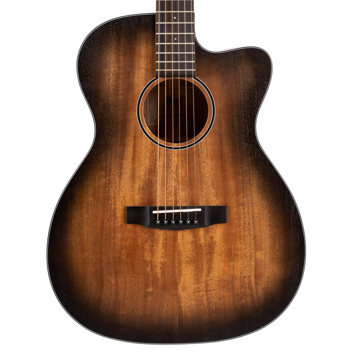 CORT Core-OC Mahogany Acoustic Electric Guitar – Open Pore Black Burst with Bag