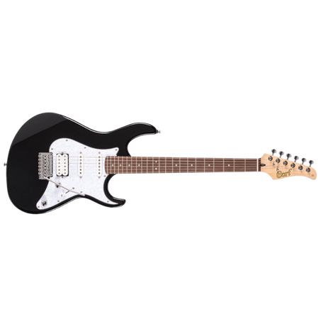 cort g250 Black electric guitar front on with clear cut background