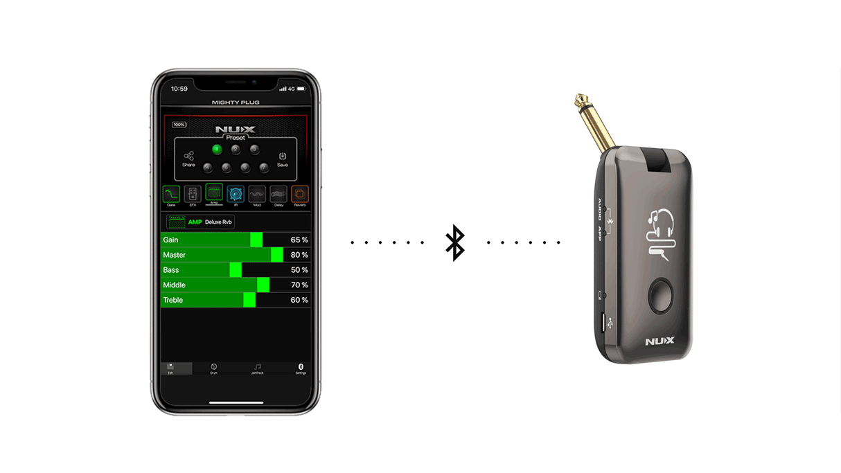 NUX Mighty Plug Modelling Guitar and Bass Headphone Amplifier