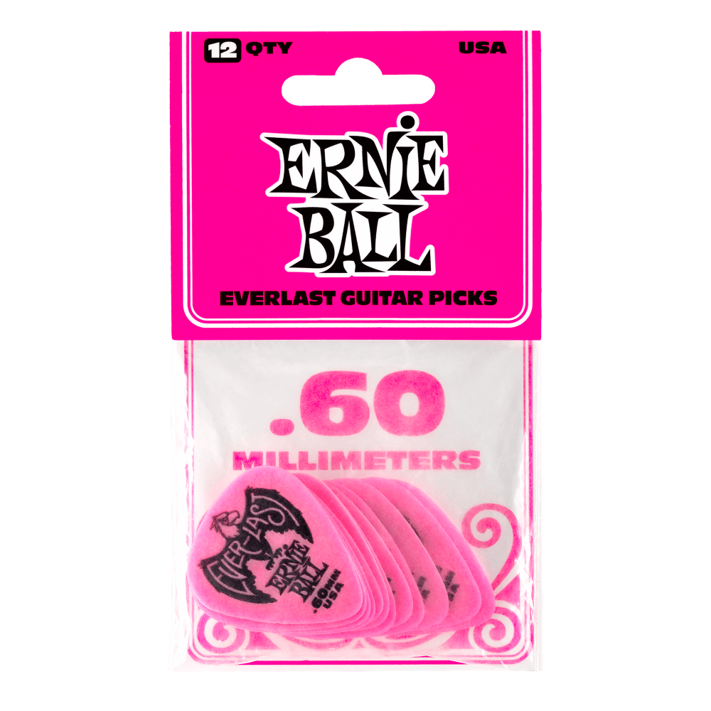 ERNIE BALL Everlast Guitar Picks – 0.6mm Pink – 12 Pack