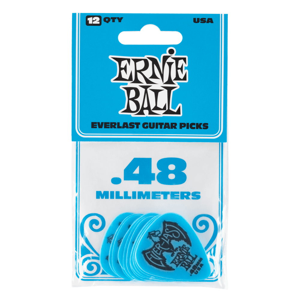 ERNIE BALL Everlast Guitar Picks – 0.48mm Blue – 12 Pack