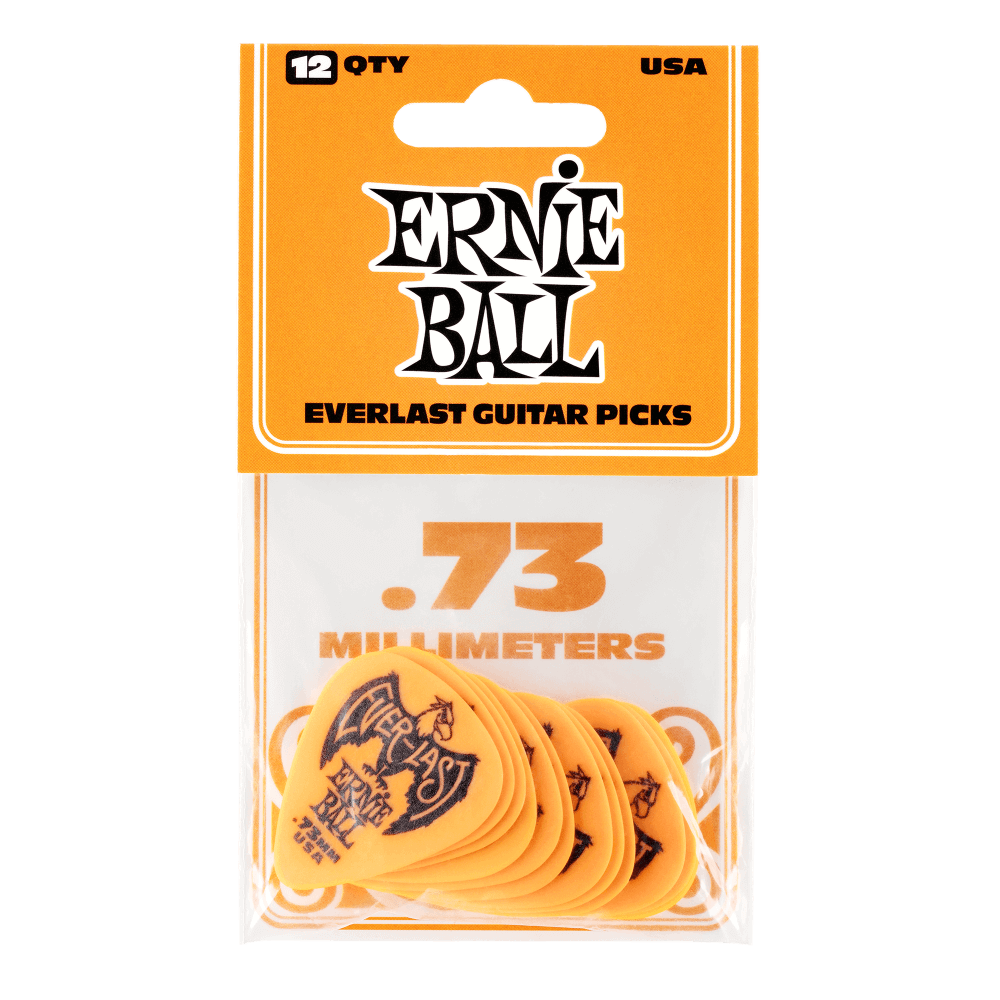 ERNIE BALL Everlast Guitar Picks – 0.73mm Orange – 12 Pack