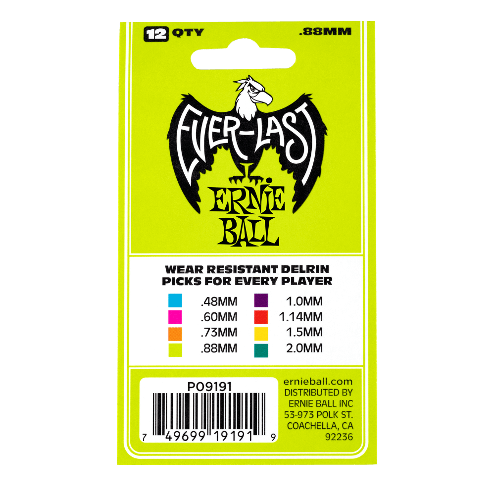 ERNIE BALL Everlast Guitar Picks – 0.8mm Green – 12 Pack