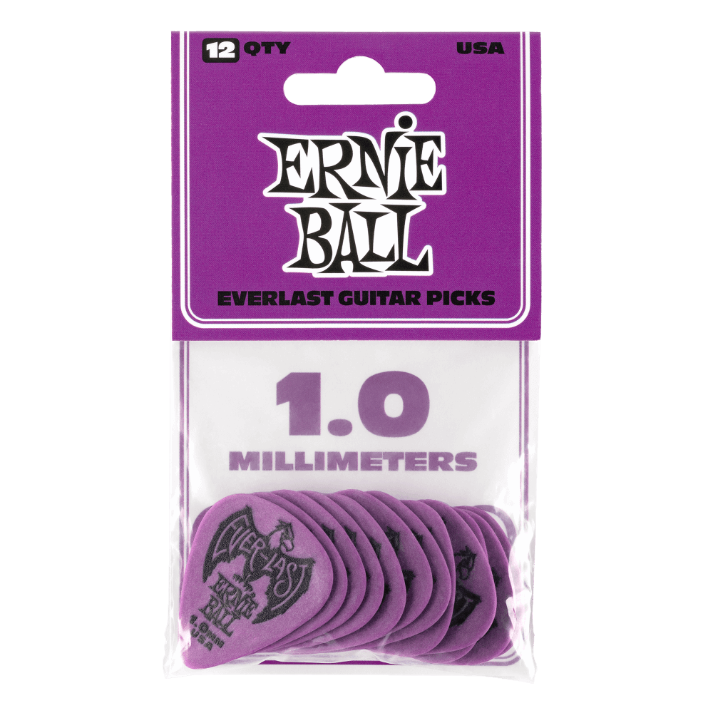 ERNIE BALL Everlast Guitar Picks – 1.0mm Purple – 12 Pack