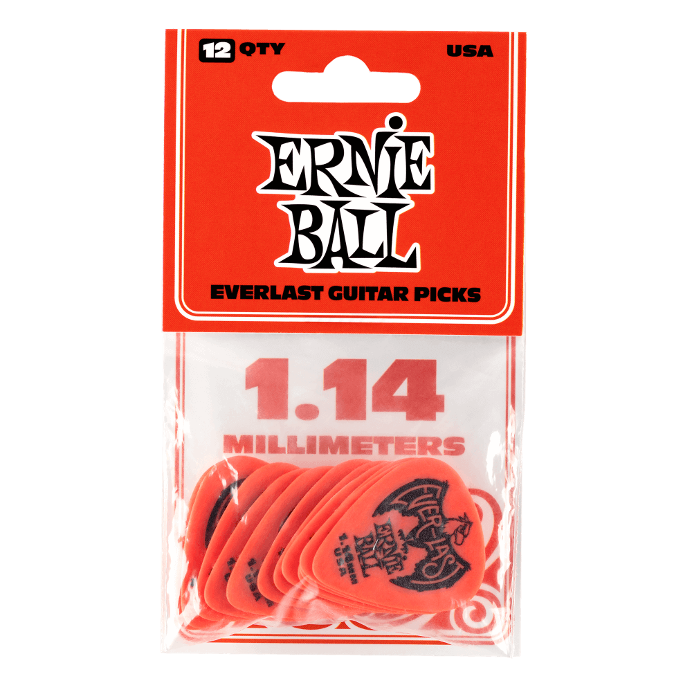 ERNIE BALL Everlast Guitar Picks – 1.14mm Red – 12 Pack