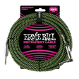 Ernie ball 10ft braided instrument cable in black and green front view