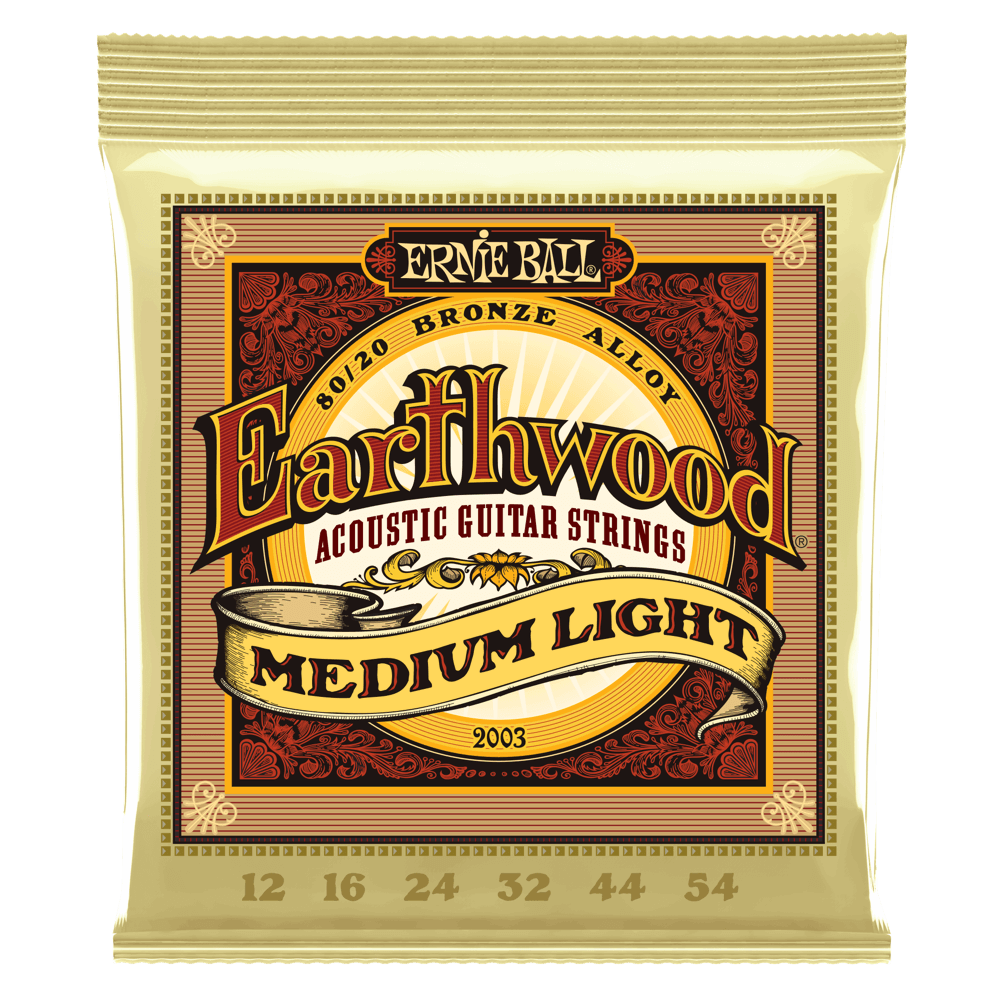 ERNIE BALL Earthwood Medium Light 80/20 Bronze Acoustic Guitar Strings 12-54 Gauge - Single Pack / 3-Pack