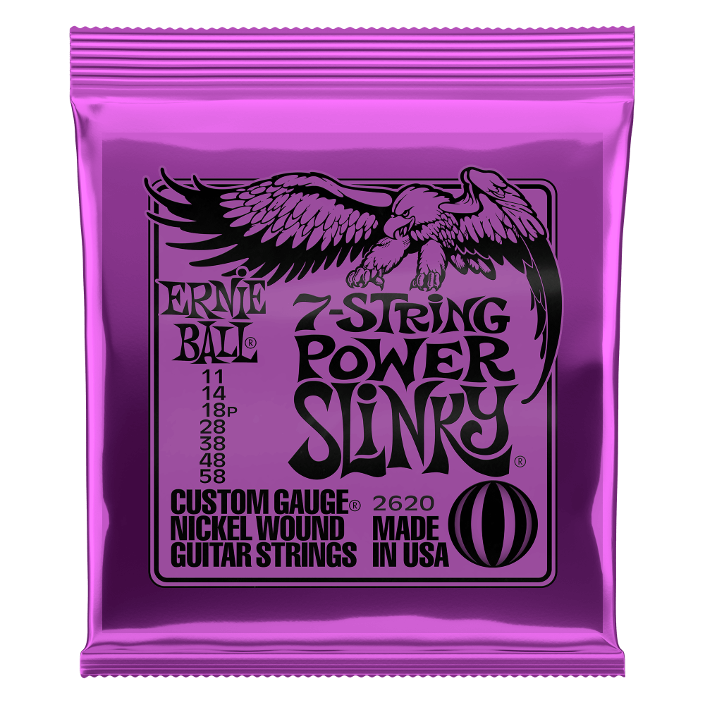 ERNIE BALL Power Slinky 7-String Nickel Wound Electric Guitar Strings 11-58 Gauge
