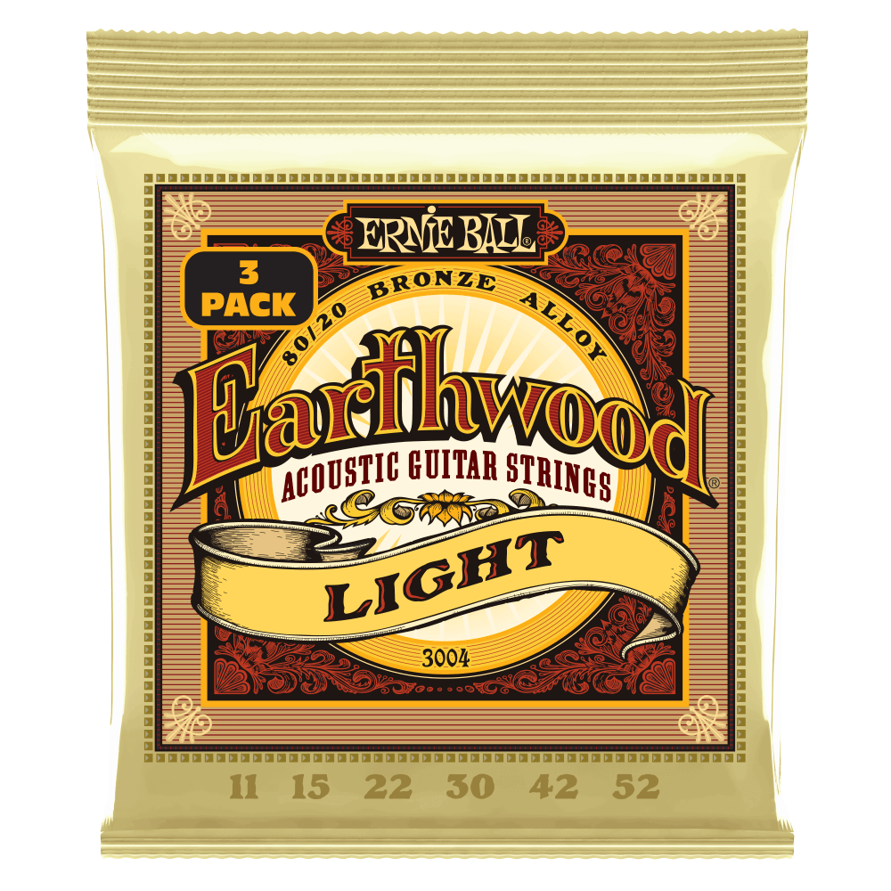 ERNIE BALL Earthwood Light 80/20 Bronze Acoustic Guitar Strings 11-52 Gauge - Single Pack / 3-Pack