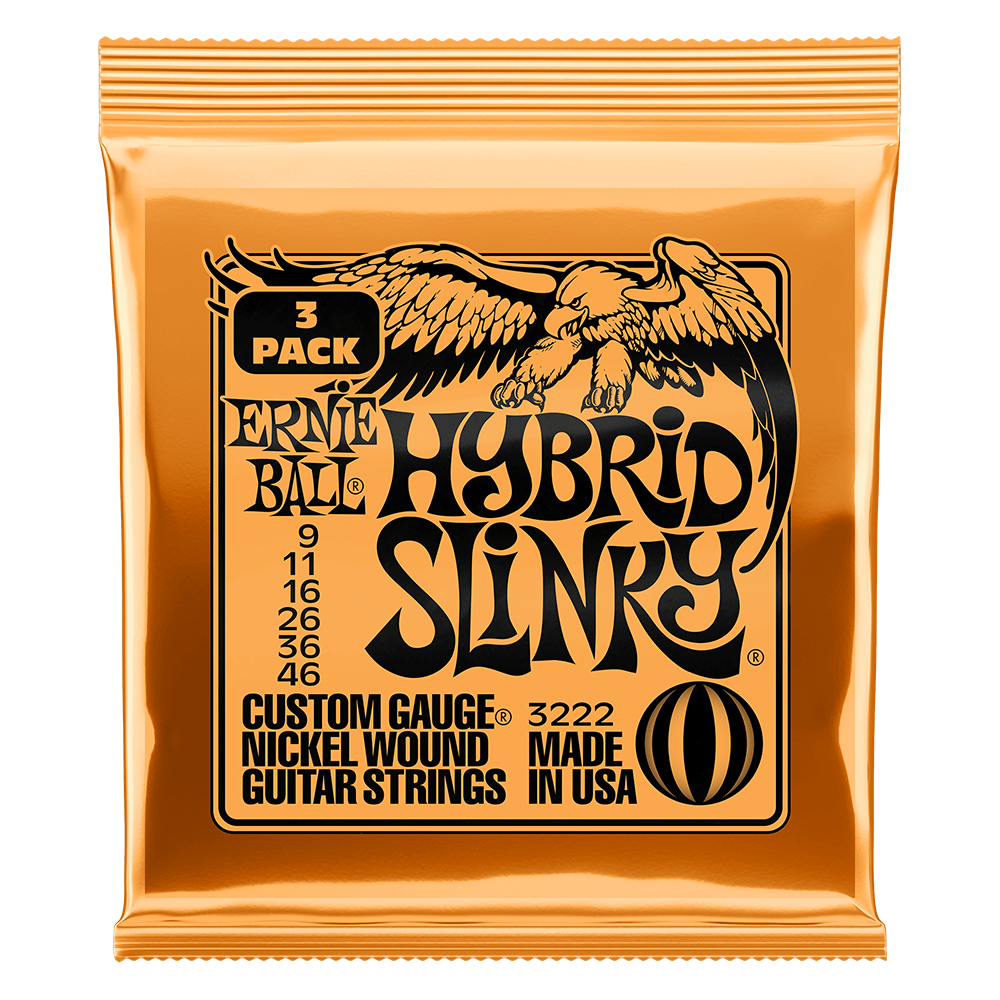 ERNIE BALL Hybrid Slinky Nickel Wound Electric Guitar Strings 9-46 Gauge - Single Pack / 3-Pack