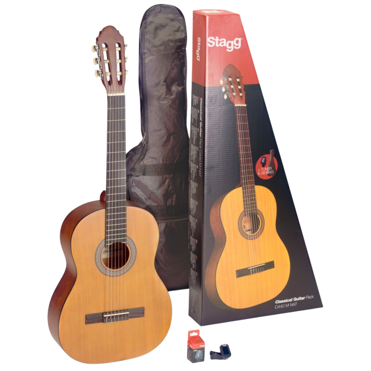 STAGG 4/4 Natural-coloured Classical Acoustic Guitar Pack - Hybrid Neck