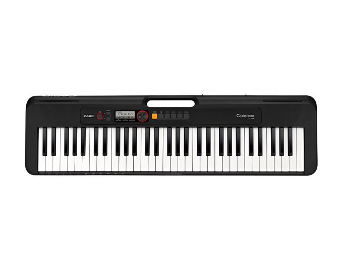 Black Casio ct-s200 keyboard on a clear background