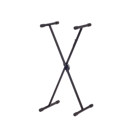 Casio single braced keyboard stand front on in black with clear background