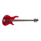 Cort Red electric bass guitar on a clear background