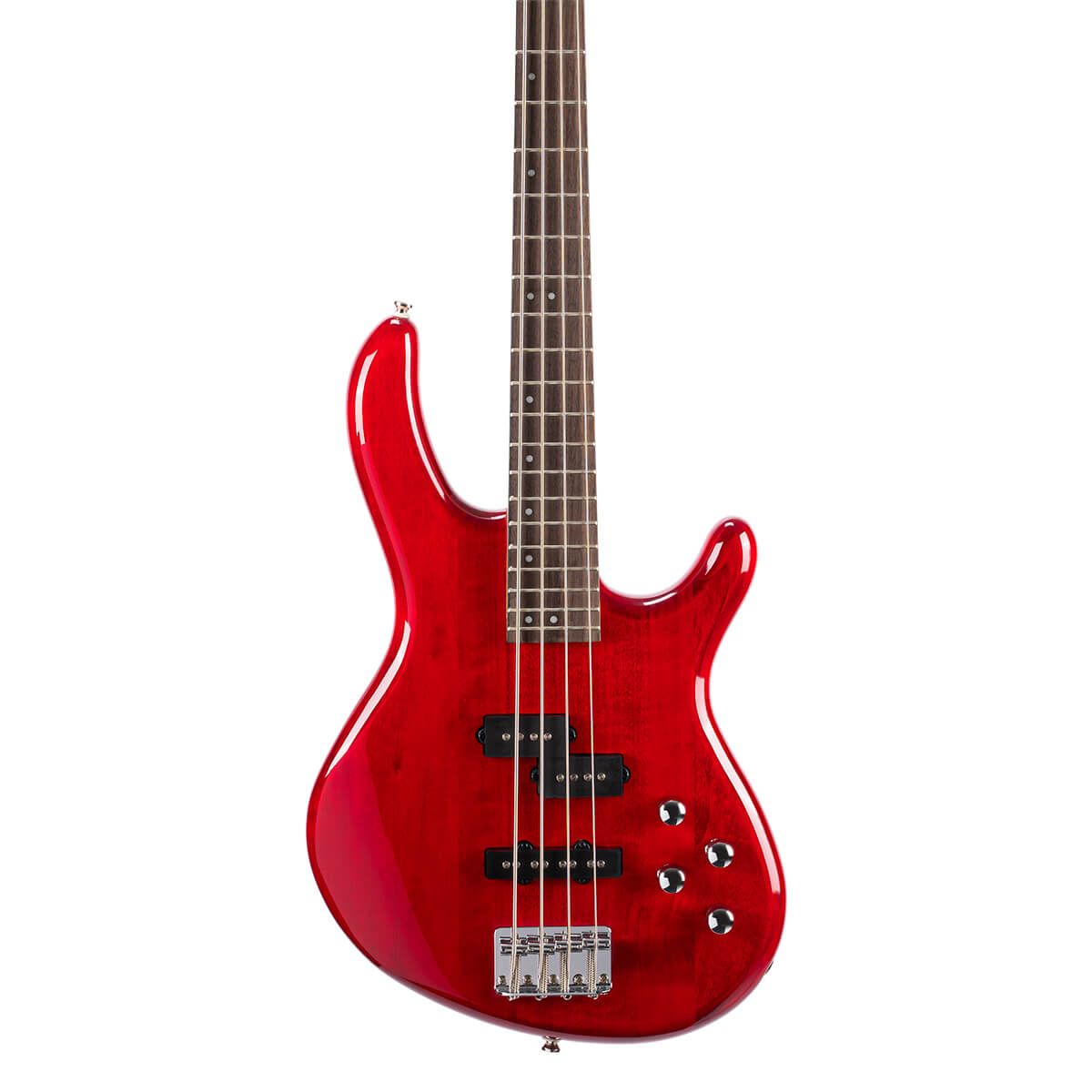 CORT Action Bass Plus 4 String Bass Guitar with Bag - Trans Red