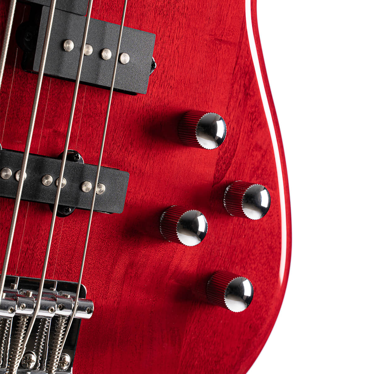 CORT Action Bass Plus 4 String Bass Guitar with Bag - Trans Red