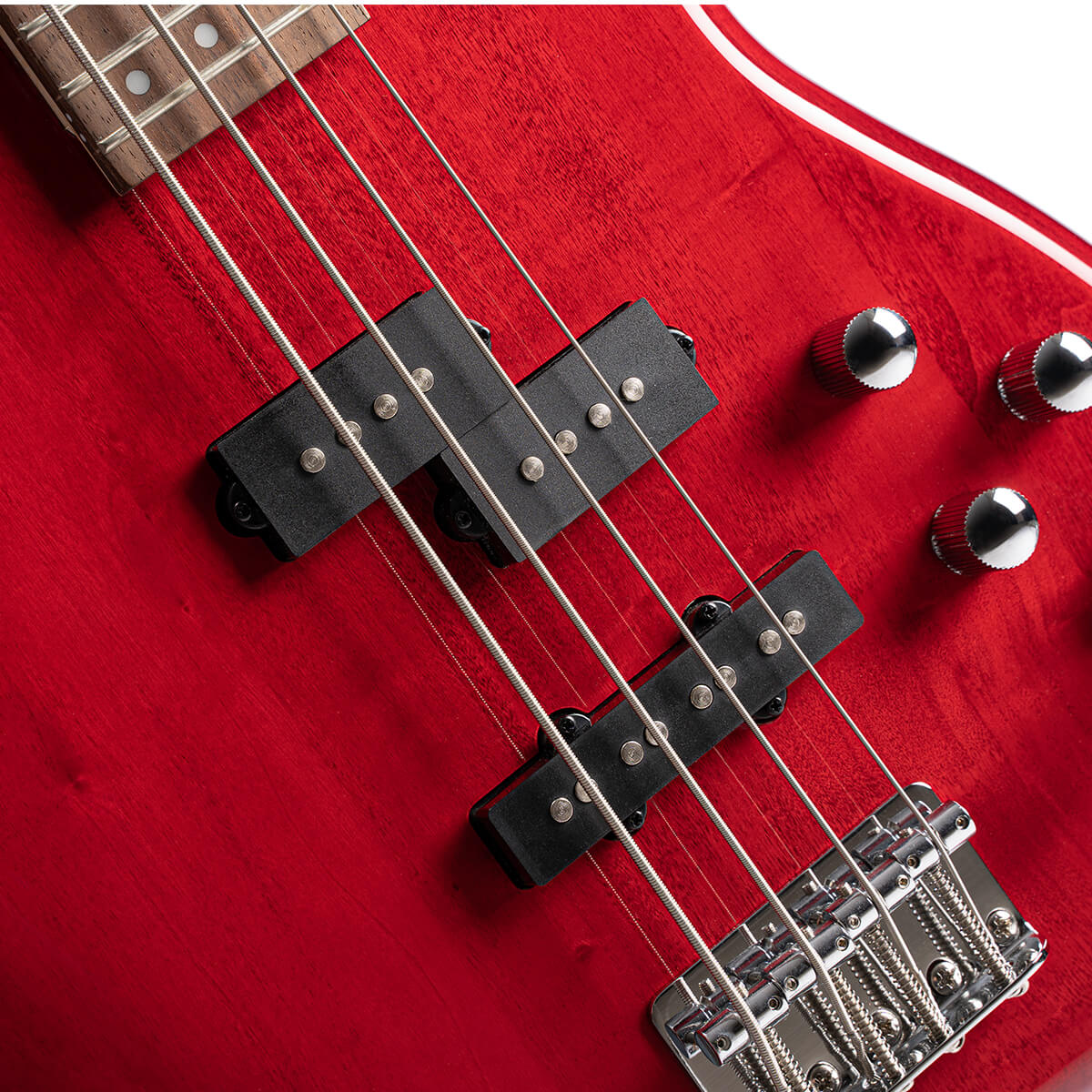CORT Action Bass Plus 4 String Bass Guitar with Bag - Trans Red