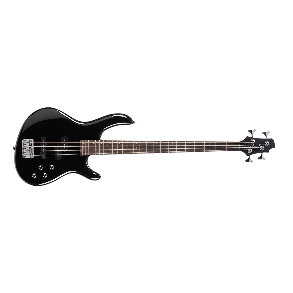 Black cort bass guitar on a clear background