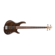 Brown bass guitar on a white background