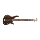 Brown bass guitar on a white background