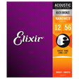 Elixir acoustic guitar strings packaging with purple and orange design