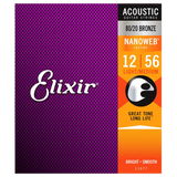 Elixir acoustic guitar strings packaging with purple and orange design